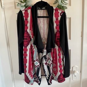Aztec Print Long Cardigan